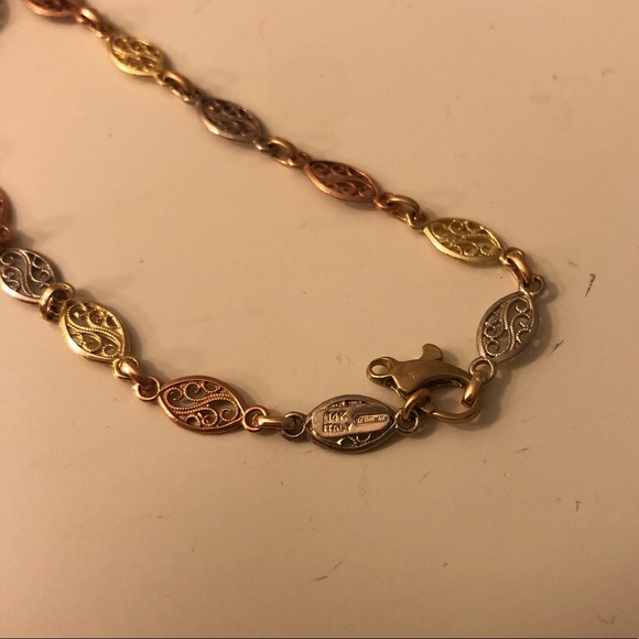 Amazon.com: 14k REAL Tri Color Gold Men 14K Tri Gold Link Bracelet